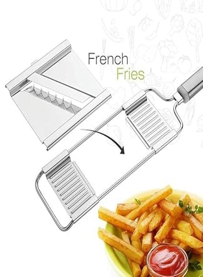 SYPM 6 in 1 Stainless Steel Grater and Slicer/Vegetable Cutter/French Fries Cutter/Potato Chips Cutter (Silver) - Image 2